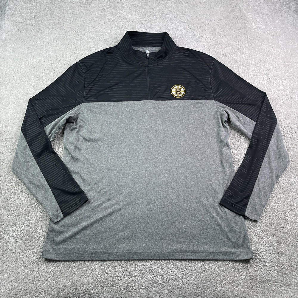 Boston Bruins Shirt Mens XL Gray Fanatics Quarter Zip Pullover Lightweight NHL